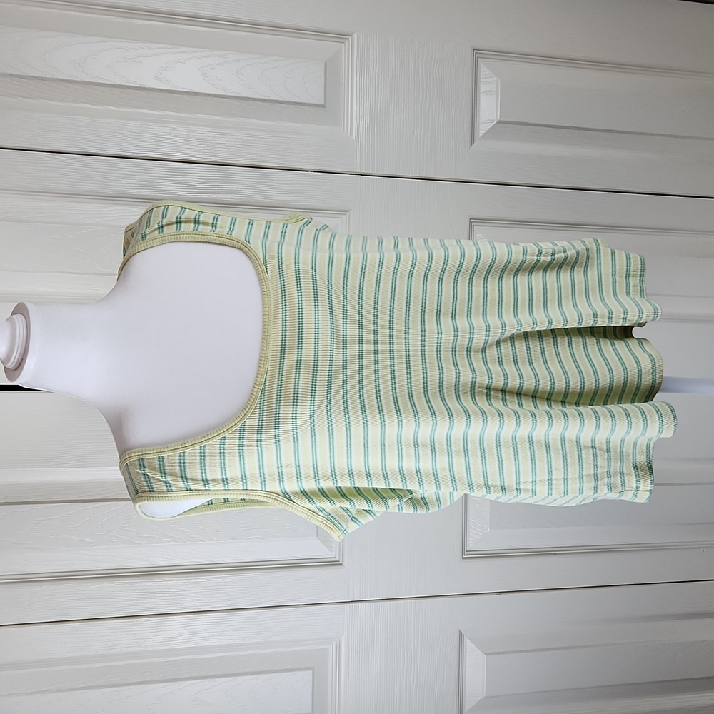 CUTE!!! New Additions Maternity tank xl green abd pastel yellow stripes
